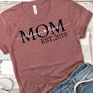 Mom Est Shirt Mama Grandma Mimi Gift Tee